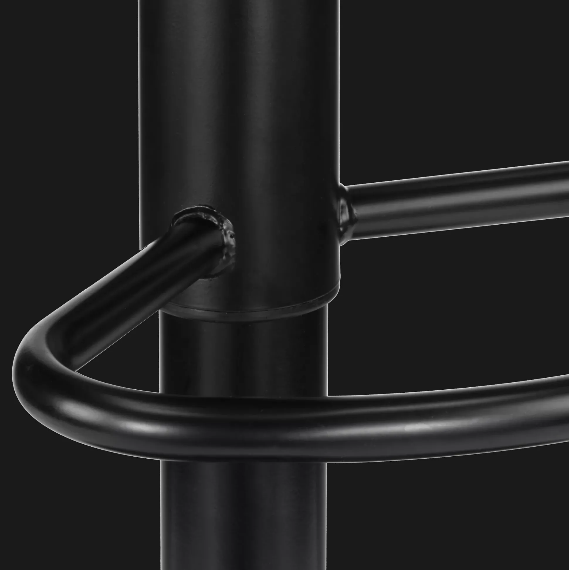 Black Textured Faux Leather & Metal Adjustable Bar Stool