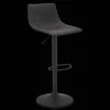 Black Textured Faux Leather & Metal Adjustable Bar Stool