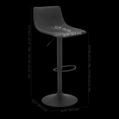 Black Textured Faux Leather & Metal Adjustable Bar Stool
