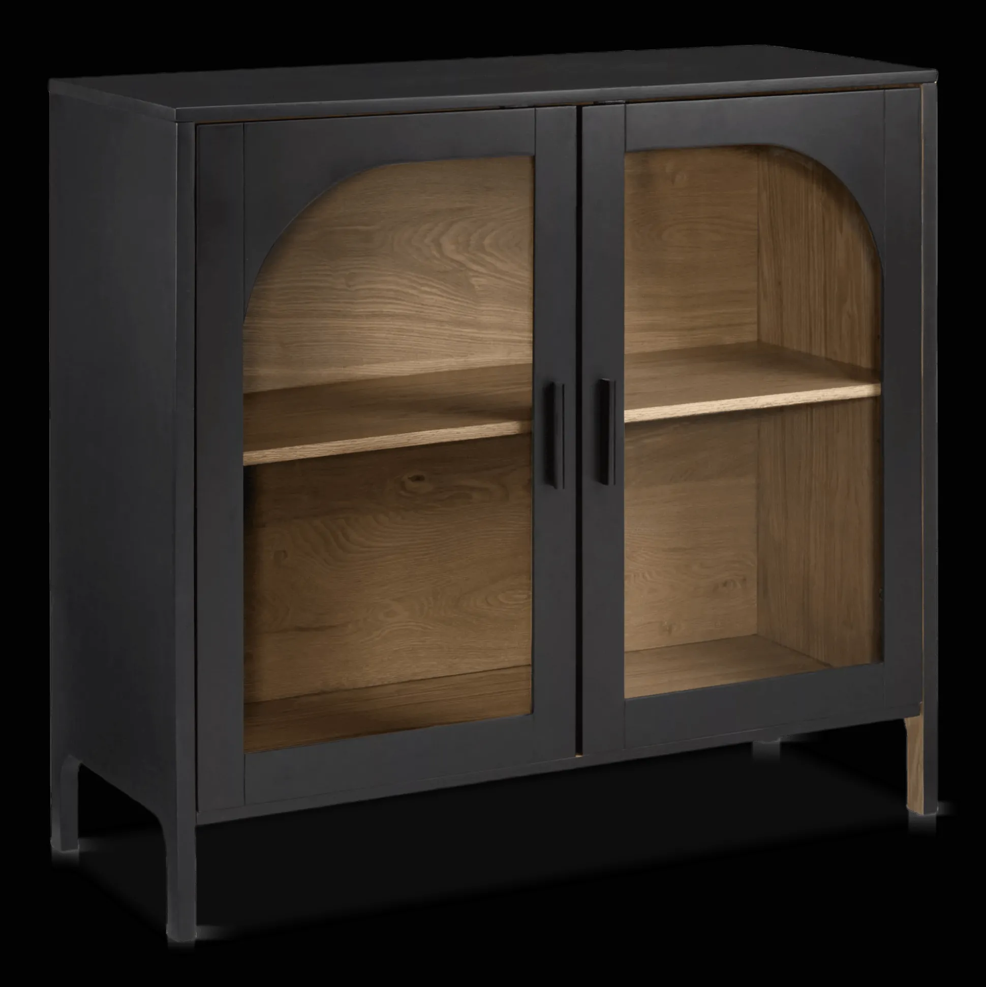 Black Wooden Buffet with Glass Doors