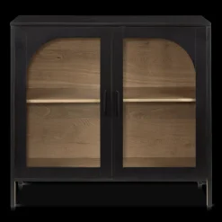 Black Wooden Buffet with Glass Doors
