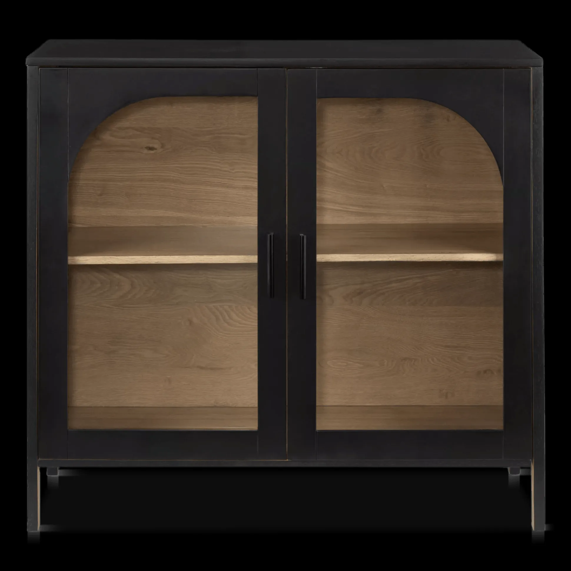 Black Wooden Buffet with Glass Doors