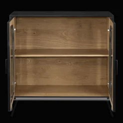 Black Wooden Buffet with Glass Doors