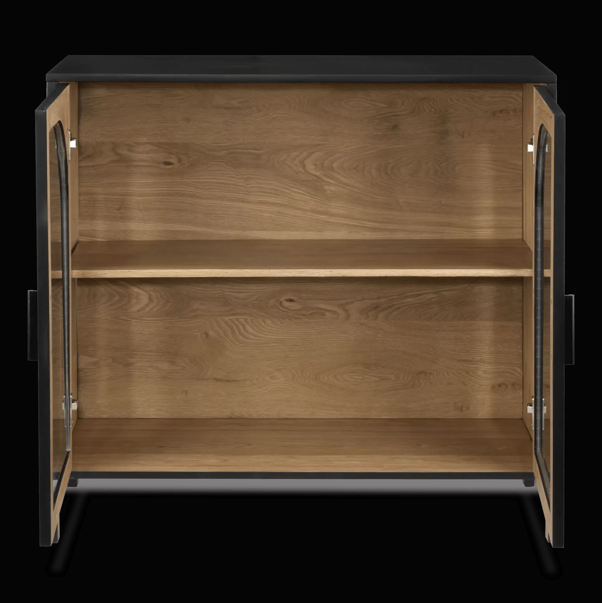 Black Wooden Buffet with Glass Doors