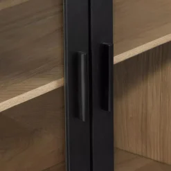 Black Wooden Buffet with Glass Doors