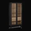 Black Wooden Buffet with Glass Doors