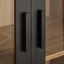 Black Wooden Buffet with Glass Doors