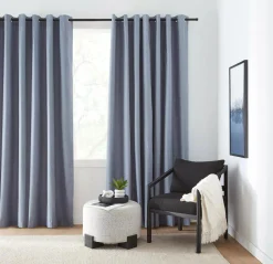Blue Chambray Blackout Curtain
