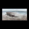 Boat on Beach Mixed Media & Oil Painted Canvas