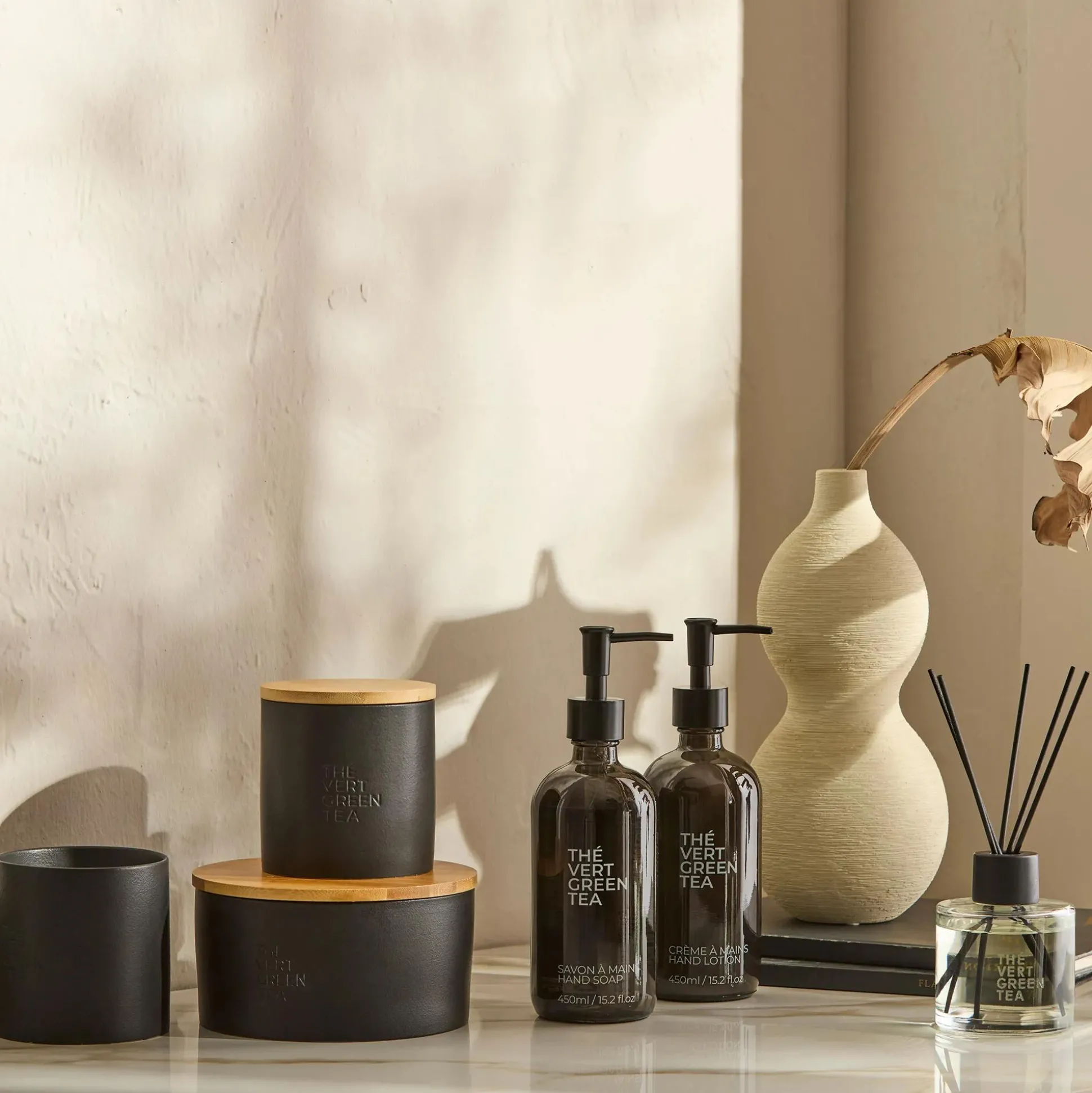 Bouclair Green Tea Candle with Wooden Lid