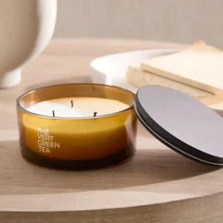 Bouclair Green Tea Candle with Wooden Lid