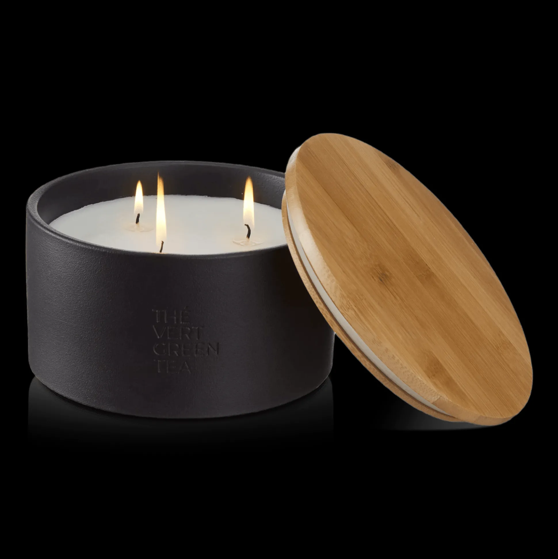 Bouclair Green Tea Candle with Wooden Lid