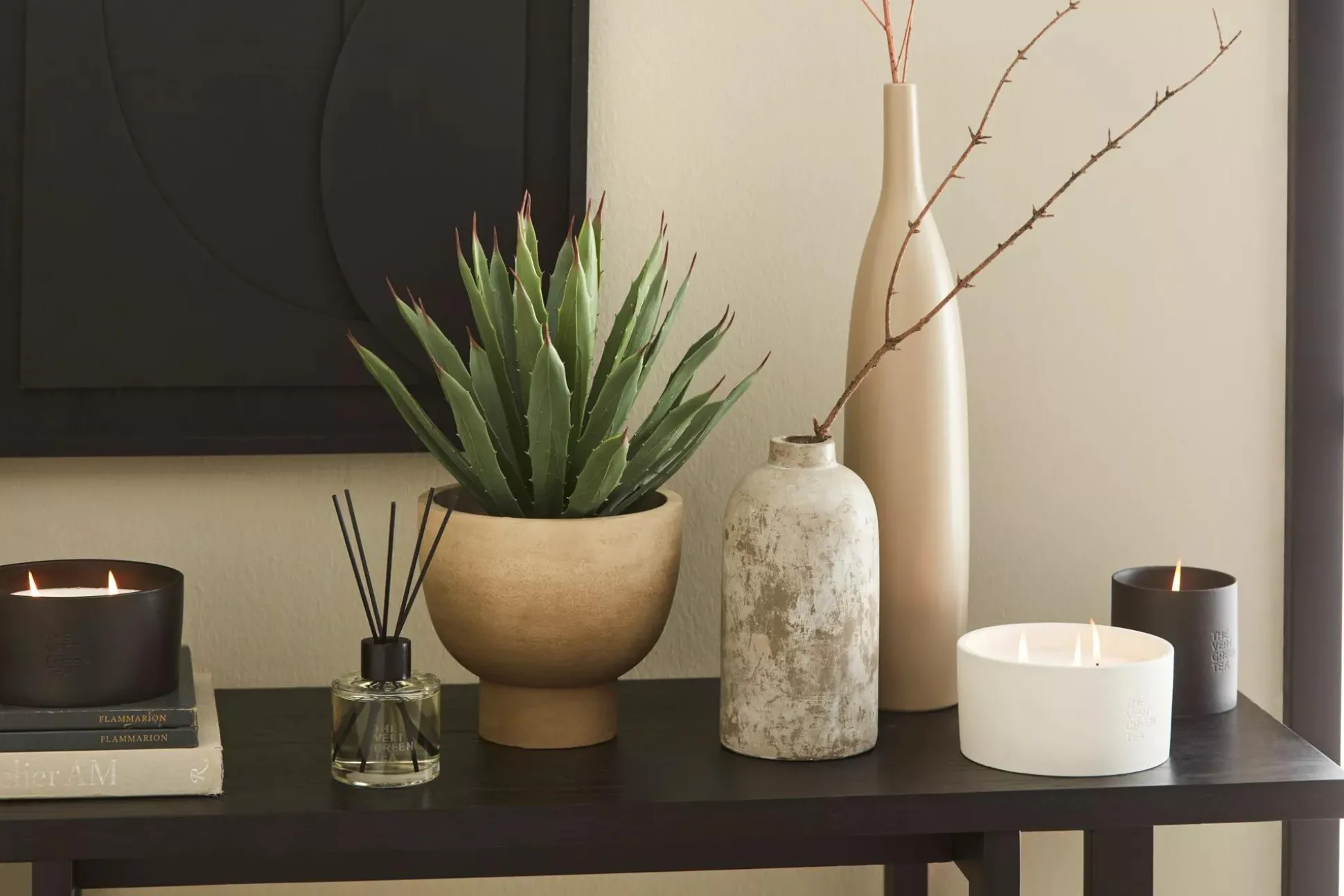 Bouclair Green Tea Candle with Wooden Lid