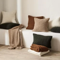 Brown Doodle Boucle Decorative Throw Pillow