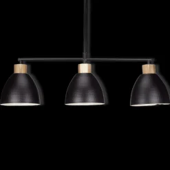 3-Bulb Metal and Wood Ceiling Lamp