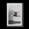 Bull in Bathtub Printed Framed Art