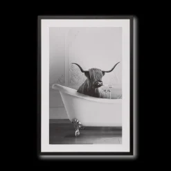Bull in Bathtub Printed Framed Art