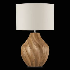 Carved Wood Table Lamp