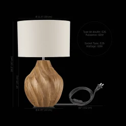 Carved Wood Table Lamp