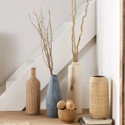 Ceramic Floor Vase with Beaded Tassels