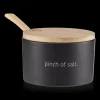 Ceramic Salt Jar with Bamboo Lid and Spoon