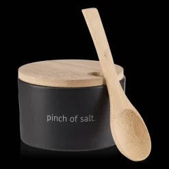 Ceramic Salt Jar with Bamboo Lid and Spoon