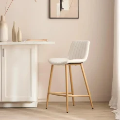 Chita Fabric and Metal Bar Stool