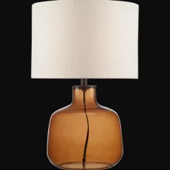 Cognac Transparent Glass Table Lamp with Shade