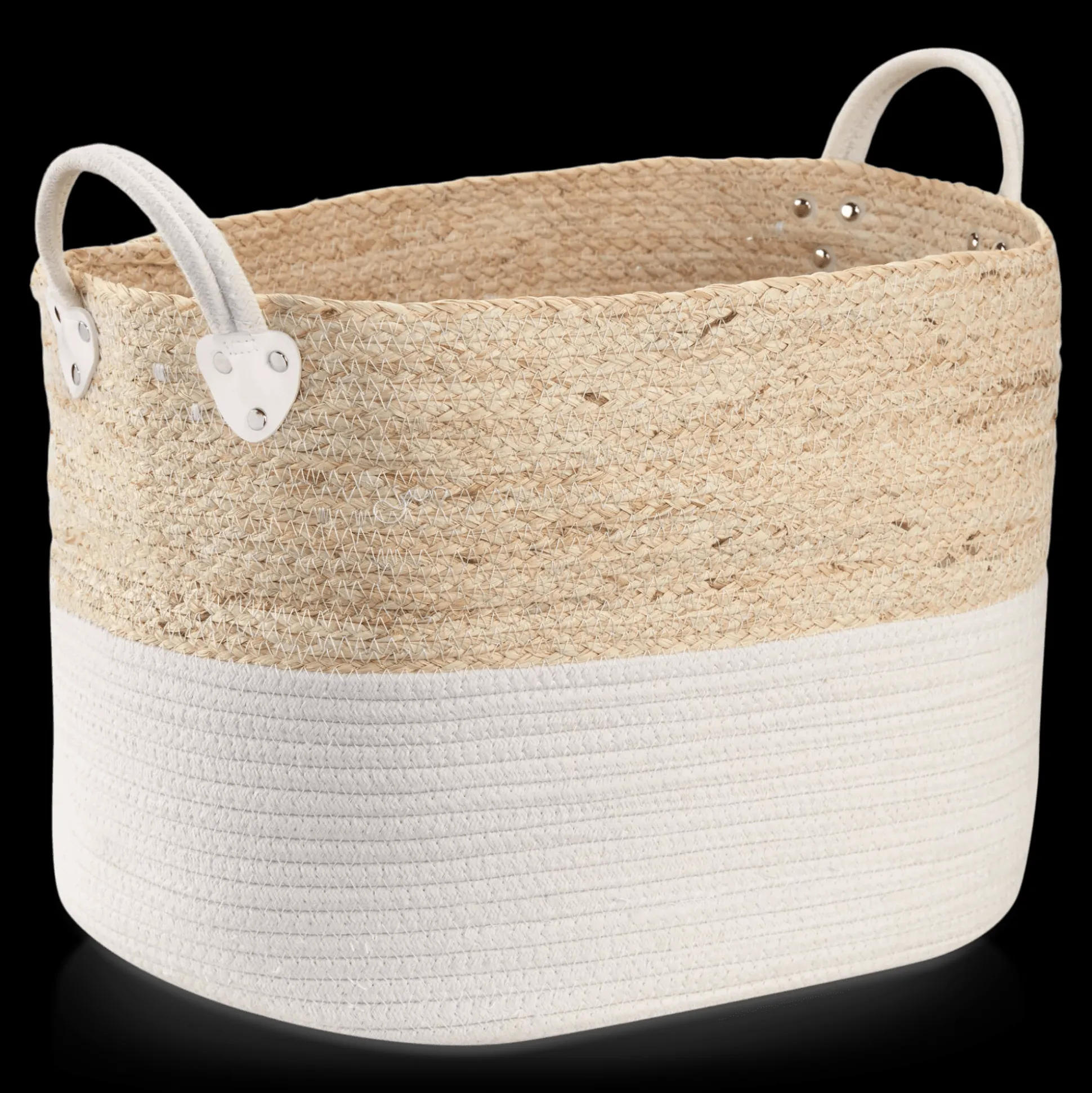 Corn Fiber and Cotton Rope Storage Basket