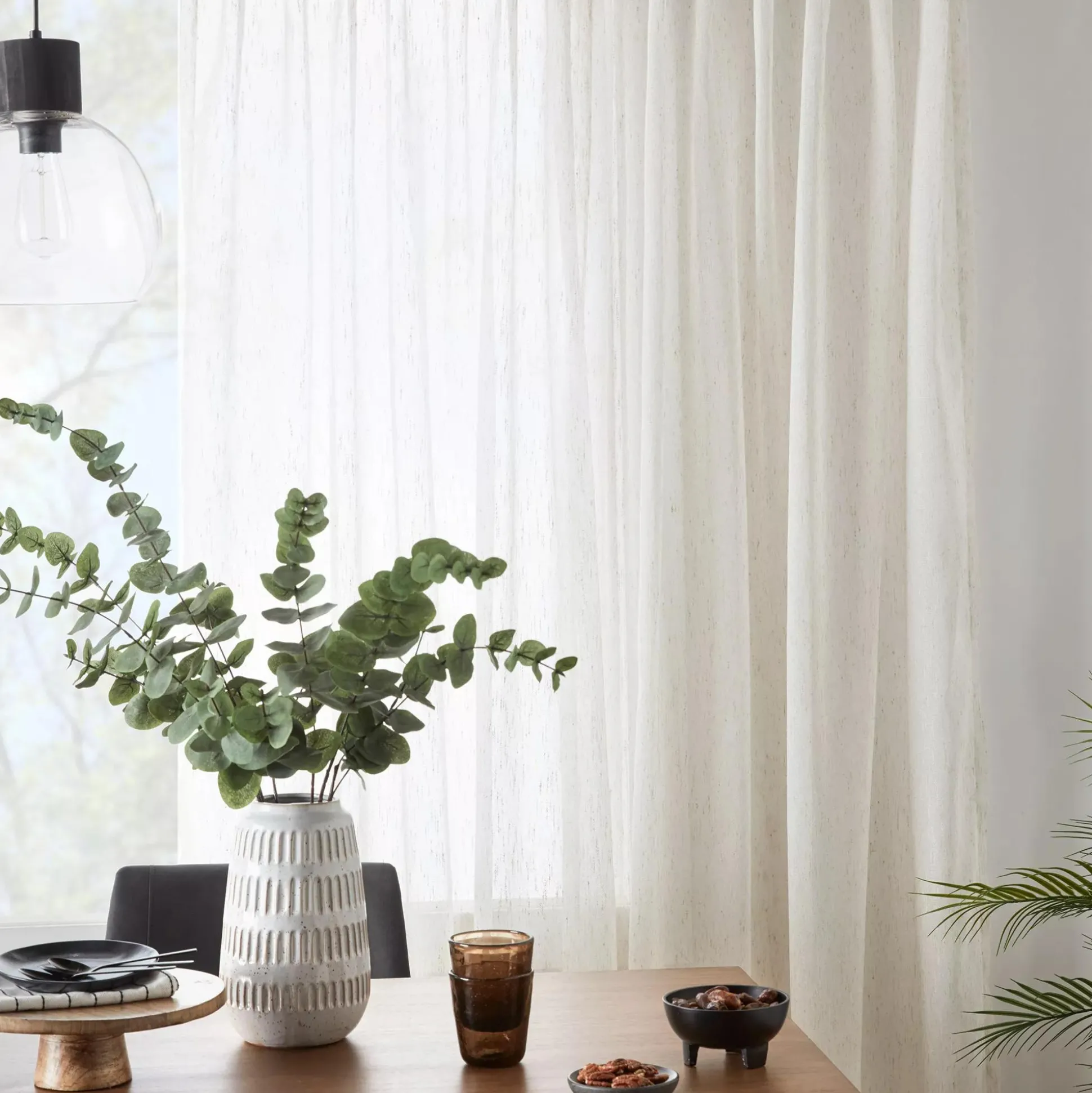 Cream Eneca Back-Tab/Rod-Pocket Curtain