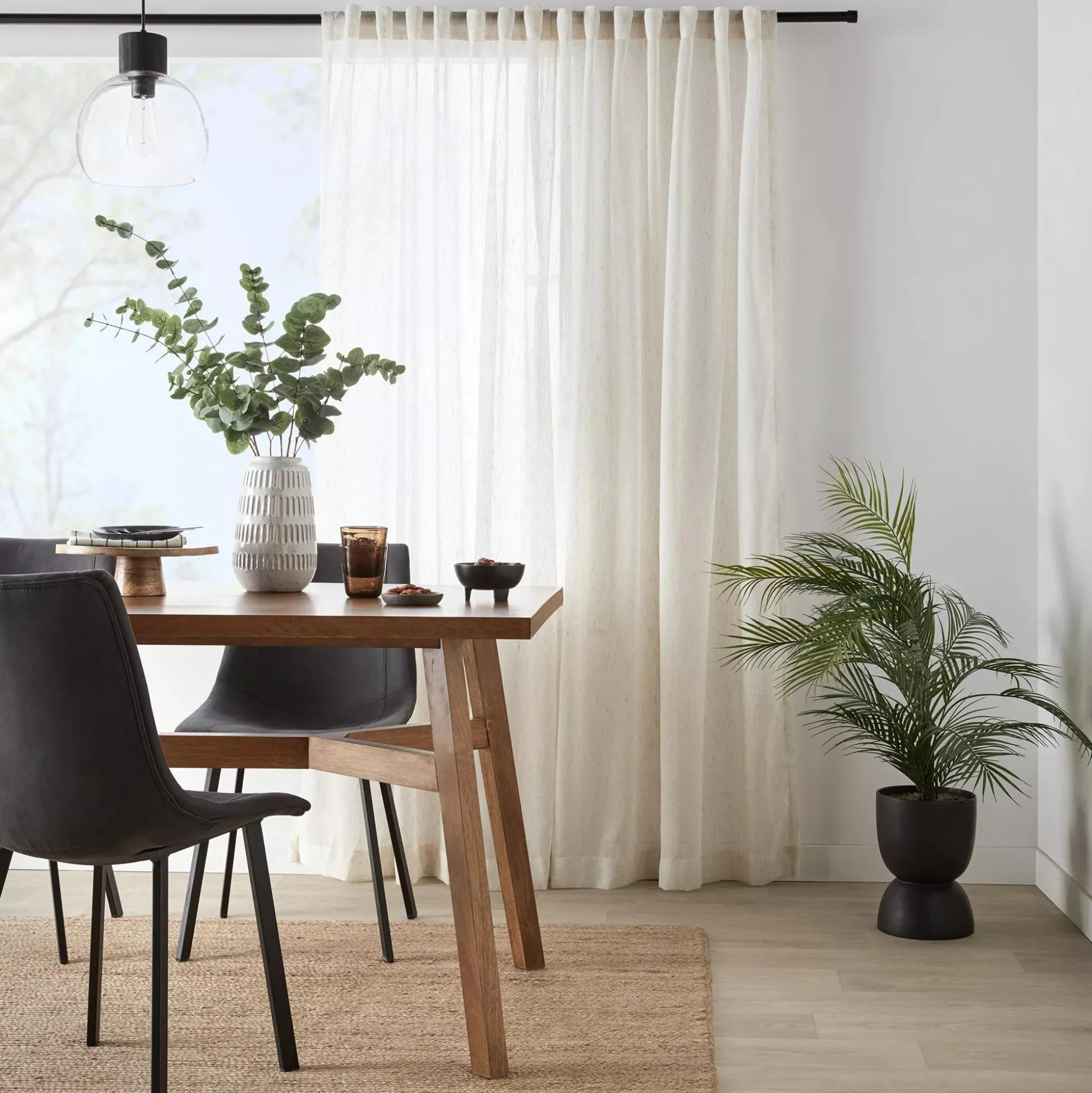 Cream Eneca Back-Tab/Rod-Pocket Curtain