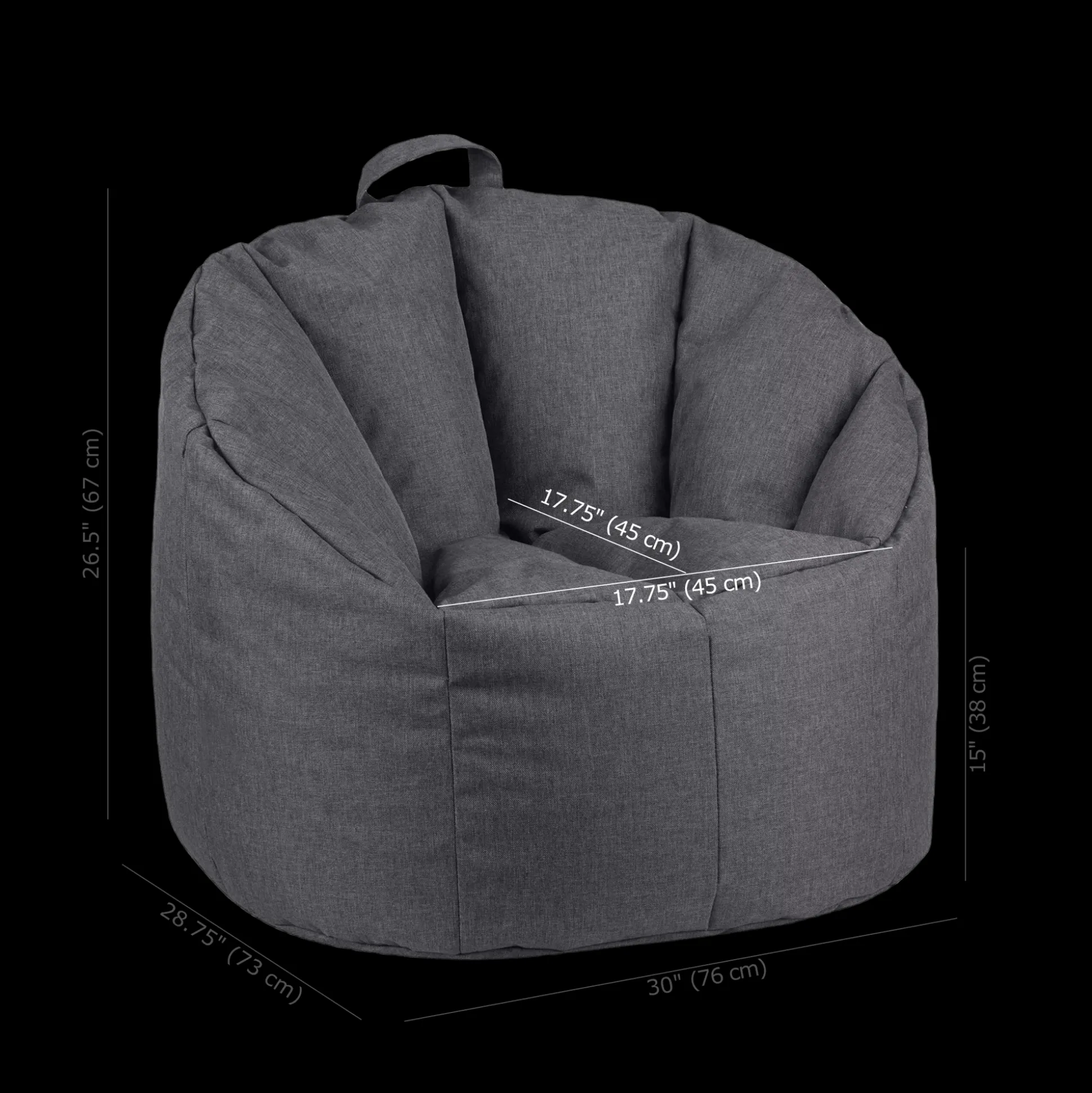 Dark Grey Canvas Bean Bag