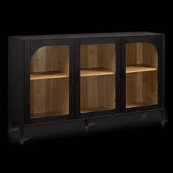 3-Door Black Wooden Buffet