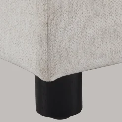 Fabric and Black Wood Bench