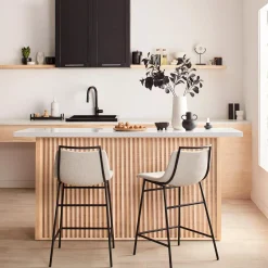 Fabric and Metal Counter Stool