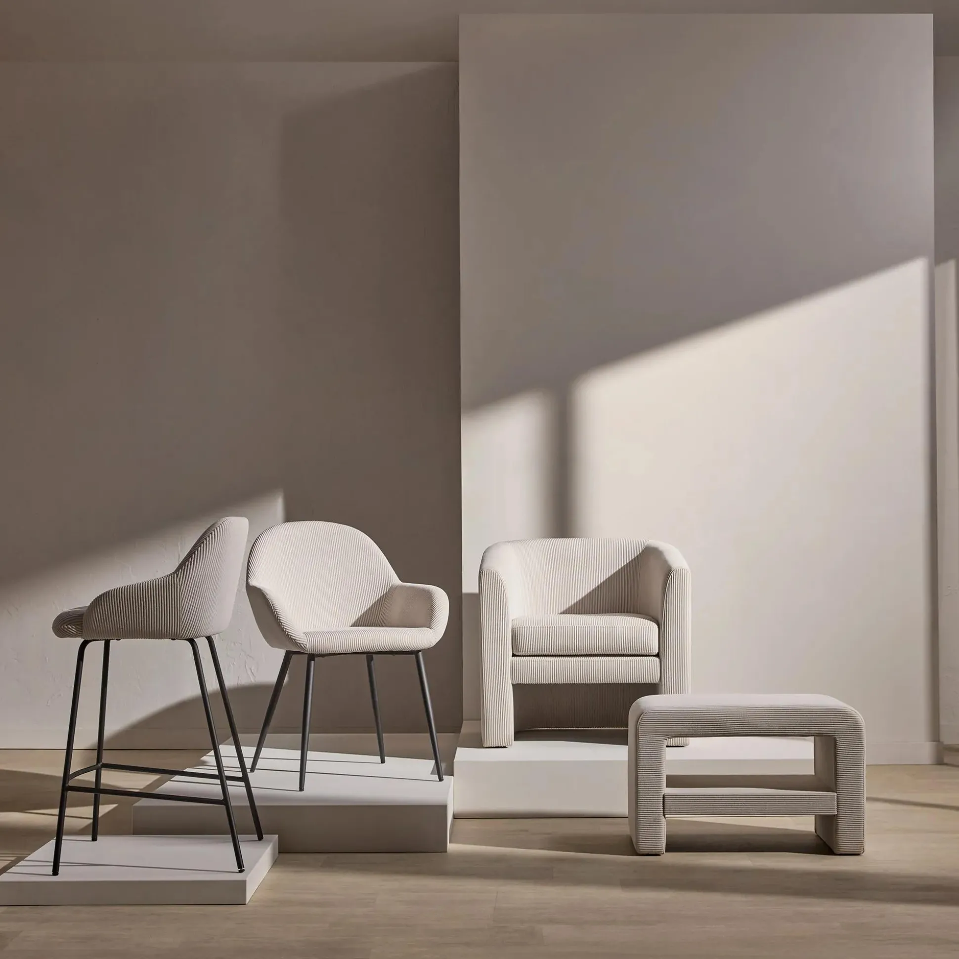 Fabric and Metal Counter Stool