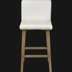 Fabric and Natural Wood Bar Stool