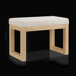 Fabric and Natural Wood Bench