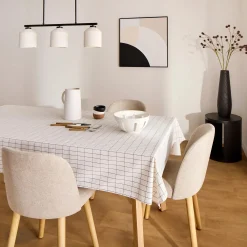 Fabric and Natural Wood Dining Chair