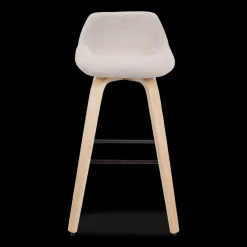 Fabric and Natural Wood Stool