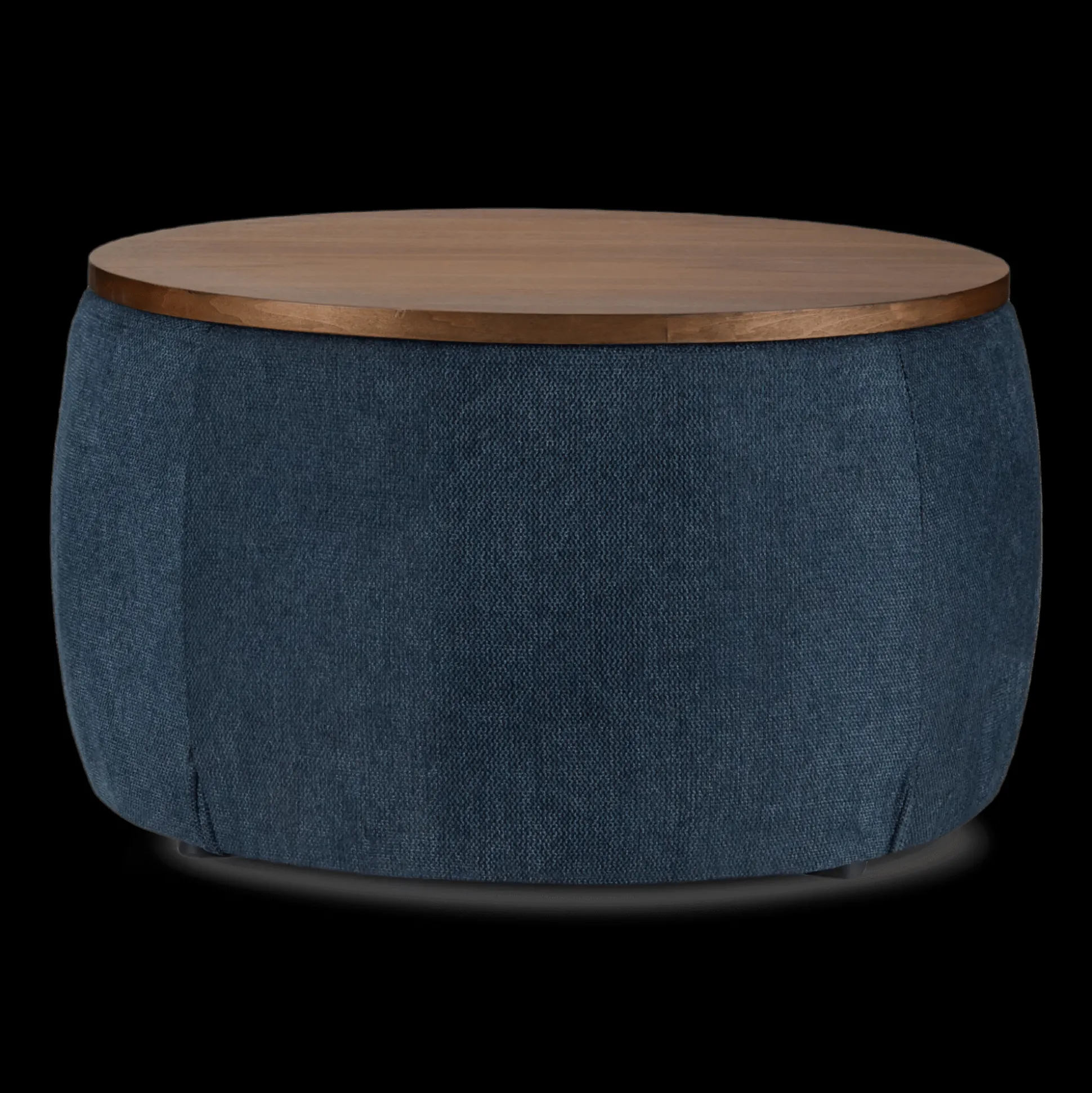 Fabric and Walnut Ottoman