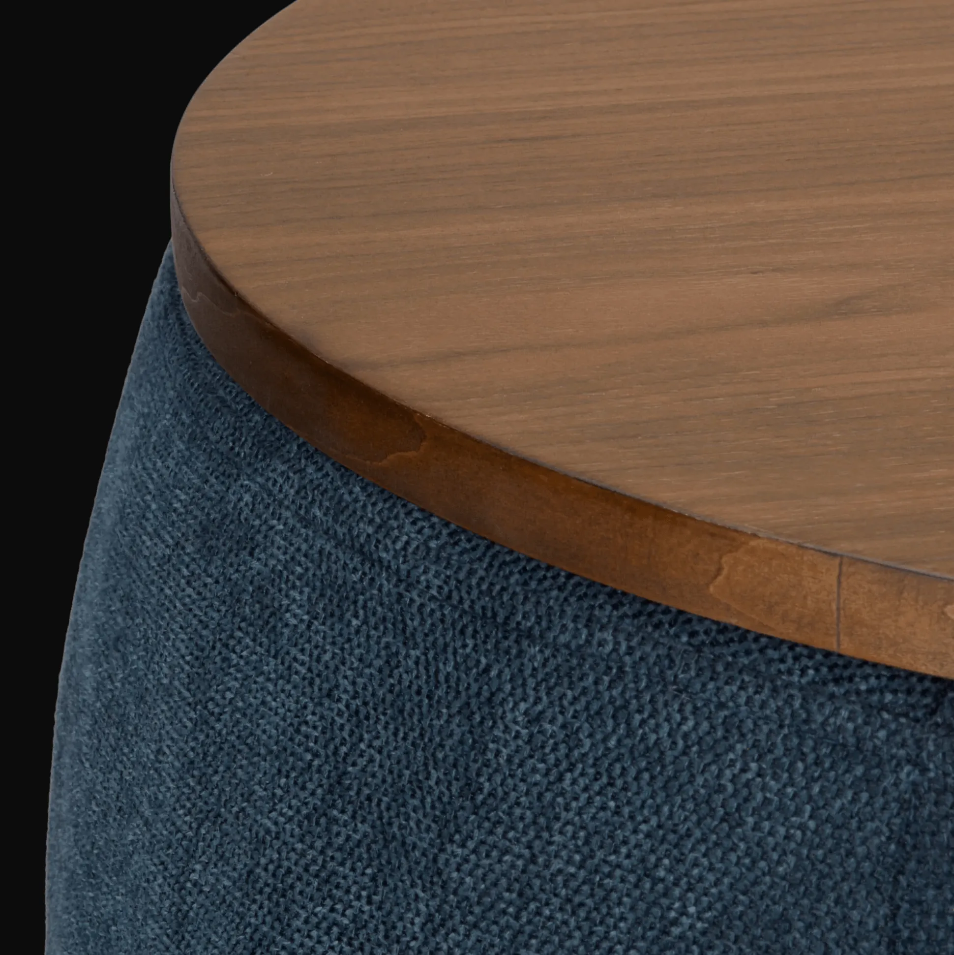 Fabric and Walnut Ottoman