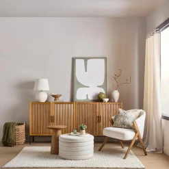 Fabric and Wood Accent Chair