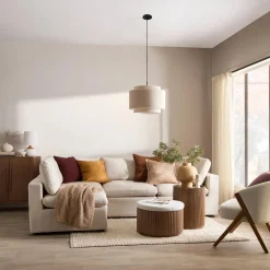 Fabric and Wood Accent Chair