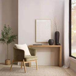 Fabric and Wood Accent Chair