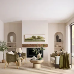 Fabric and Wood Accent Chair