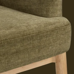 Fabric and Wood Accent Chair