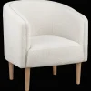 Fabric and wood accent chair