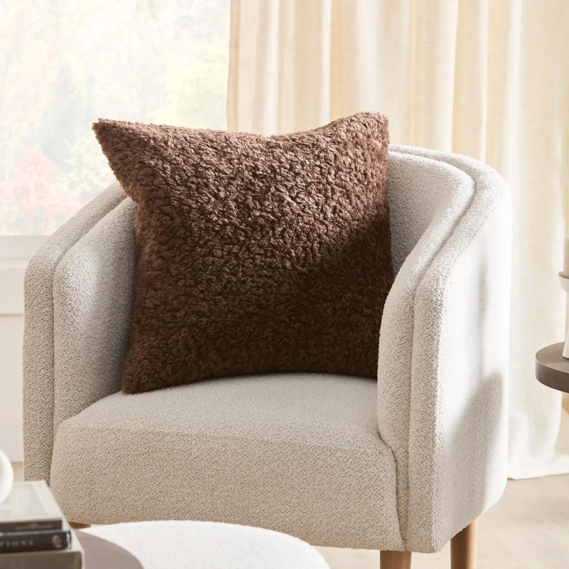 Fabric and wood accent chair