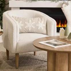 Fabric and wood accent chair